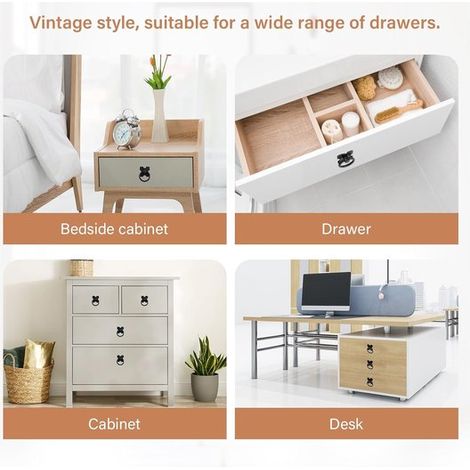 Schubladengriffe und Ringgriffe – Schrankknöpfe und -griffe – Möbel-Upgrade – Elegantes Vintage-Design – 4-teilig – Schwarz (1/4)