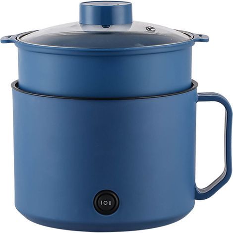 Mini-autocuiseur électrique multifonctionnel pour la cuisson rapide des nouilles, idéal pour les résidences étudiantes et un usage personnel (CN 220V, bleu royal) avec panier vapeur. (1/5)