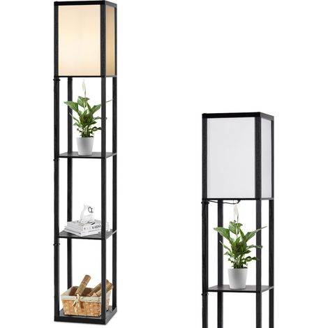 Lampadaire Étagère 160 CM, Lampadaire Salon sur Pied Moderne, Abat-jour en Tissu, Ampoule E27, Lampe sur Pied pour Salon Chambre Bureau (1/5)
