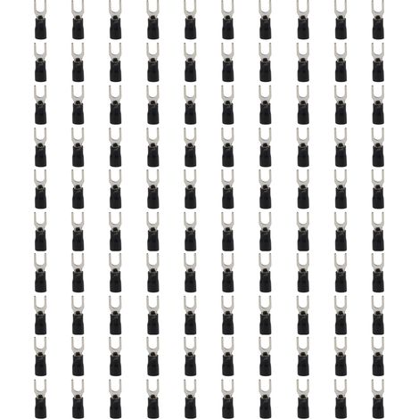 100 cosses isolées, cosses en U, connecteurs électriques à sertir en cuivre, calibre 16-14 AWG (1/5)