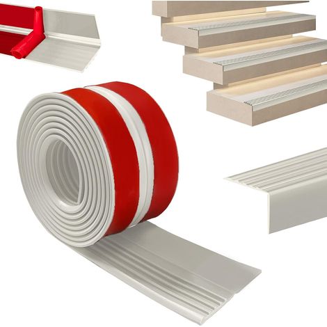 Profil d’angle autocollant pour marches d’escalier 4m, profil antidérapant pour marches d’escalier, protection antidérapante pour marches d’escalier, bande de rebord flexible en caoutchouc pour (1/5)