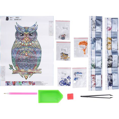 Crystal DIY Diamond Painting Kits Colorful Owl Pattern Home Wall Decor for Bedroom Office Adults Kid Gift (1/5)
