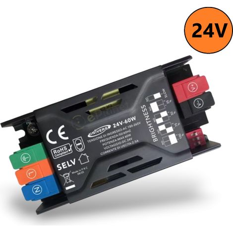 UNIVERSO RG-24V-60W ALIMENTATORE SWITCHING DIMMER CON REGOLAZIONE LUMINOSITA' DC 24V 2.5A 60W IP20 (1/4)