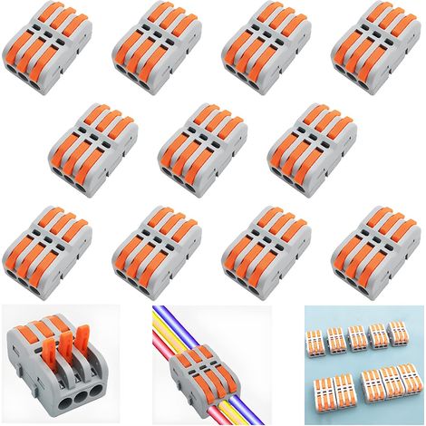 Quick Electrical Connector 11 Pieces SPL-3M Mini Cable, Lever-Nut Wire, Compact Spring Terminal Block (1/5)