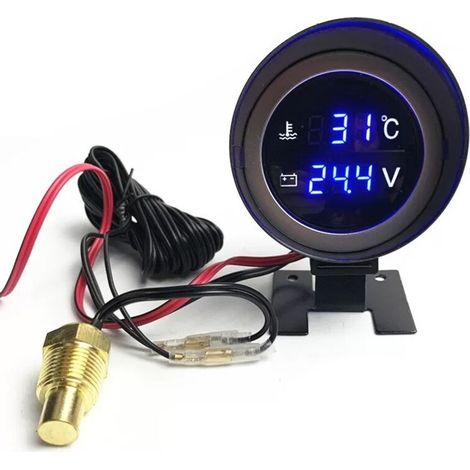 12V/24V Multimètre combiné universel de température et de tension d'eau - Affichage numérique LCD rond (1/3)