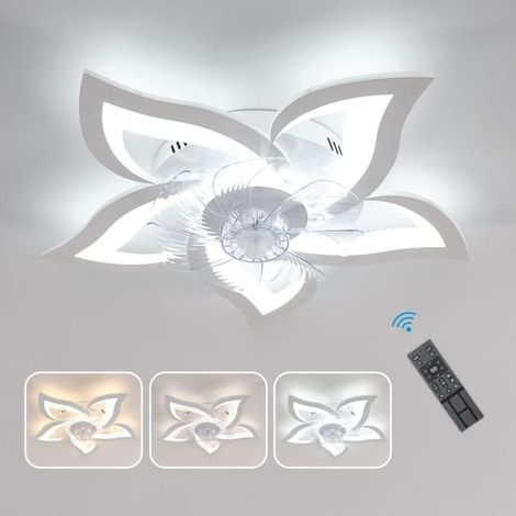 Lampe LED moderne 62 W avec télécommande et application pour ventilateur suspendu, silencieux, 6 vitesses (SKU produit : 94940243 SKU Offre : lehuamwj827) (1/4)