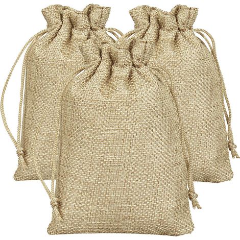 Lot de 10 sacs en toile de jute avec cordon de serrage - 15 x 20 cm - Grands sacs cadeaux en toile de jute - Pour calendrier de l'avent, bijoux, bricolage, cadeaux d'invités, mariage, Noël (1/5)