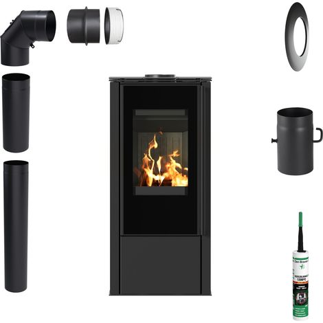 Kaminofen KRATKI HATI 5,5 kW Ø150 SCHWARZ Rohre & Zubehör (1/5)