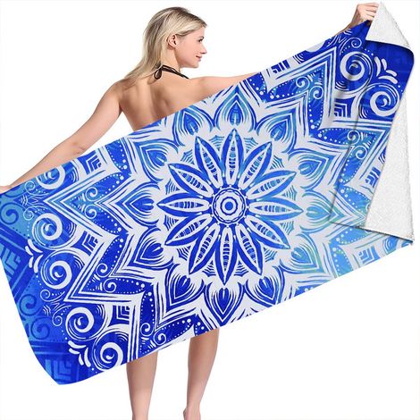 Filiyano-Grande serviette de plage en microfibre, extra large 160 x 80 cm, style bohème (1/5)