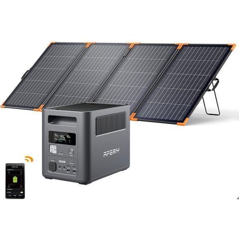 AFERIY P180 Générateur Électrique Portable 1800W 1024Wh avec Panneau Solaire 400W, Recharge 60 Min, Rendement 25% (1/5)