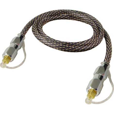 All4U BNAL 2 -  Cable LWL de high-end (TOSLINK Stecker auf TOSLINK Stecker), connectors de verchromtes Metall de 5 m, Farbe schwarz