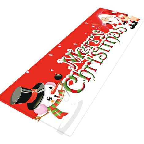 Weihnachtsteppich – 3D-gedruckter Weihnachtsmann, Rentier, Weihnachtsbaum, Schneemann – rutschfest – aus Flanell und Schaumstoff – 40 x 120 cm oder 60 x 180 cm (1/5)