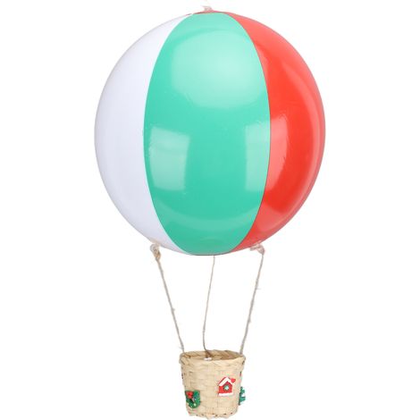 Montgolfière avec nacelle en rotin, décoration de Noël suspendue en PVC coloré. (1/5)