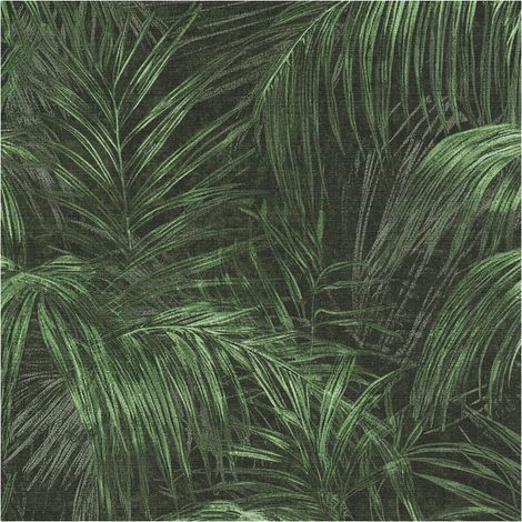Nature wallpaper wall Profhome 399814 hot embossed non-woven wallpaper slightly textured with palm trees matt green black green light green 5,33 m2 (1/5)