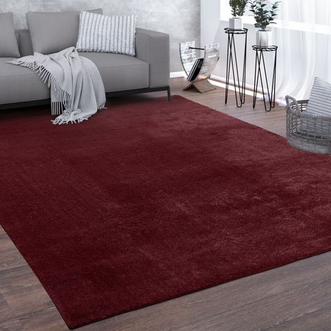 Paco Home Waschbarer Teppich Wohnzimmer Kurzflor Einfarbiger Moderner Stil Weich Rot 160x220 cm