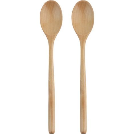 Lot de 2 cuillères ovales en bois de 23,5 cm – Ustensiles de cuisine résistants pour la cuisson et la pâtisserie – Ensemble de cuillères de cuisine en bois incassables (1/5)