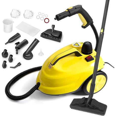 Nettoyeur Vapeur,Nettoyeur Vapeur Polyvalent de 2000W avec Réservoir d'Eau 2L,Nettoyeur à Vapeur Manuel Pression 5 Bar,Balai Vapeur à Roulettes pour Matelas, Canapé, Carrelage, Sol, Fenêtre, Voiture (1/5)