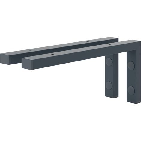 Holzbrink 2x Wandkonsole Grau für Waschtisch, 350x150 mm Modell L