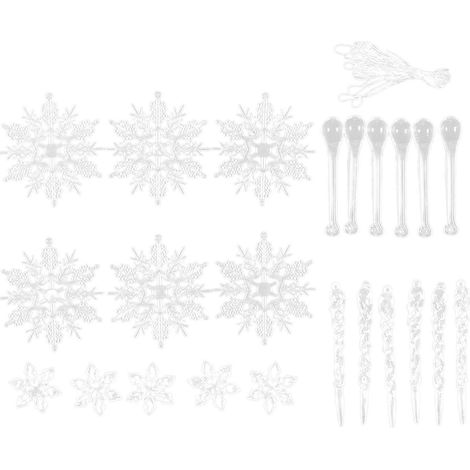 Set mit transparentem Weihnachtsbaumschmuck, saisonale Dekoration, Schneeflockenornamente für eine bezaubernde Weihnachtsatmosphäre (1/5)