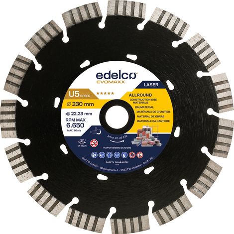 Disco de diamante EDALCO universal U5 Speed 300x20 mm para obra y corte eficiente.