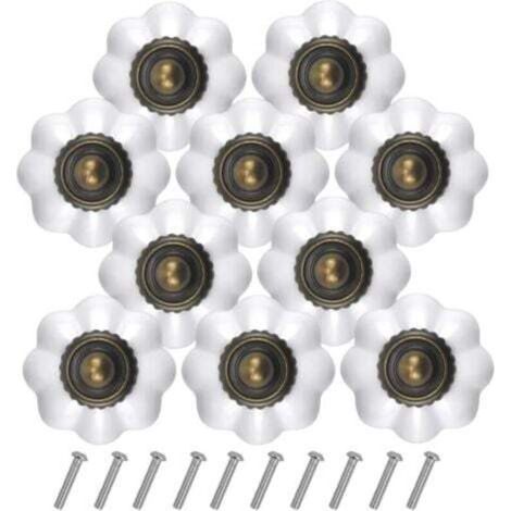 10PCS Bronze Vintage Boutons de Tiroir, 30MM Blanc Tiroir de Porte Poignée, Rond Bouton de Meubles, Boutons de Porte Chambre d'enfant, Poignées de Meuble pour Placard Armoire Cuisine (1/4)