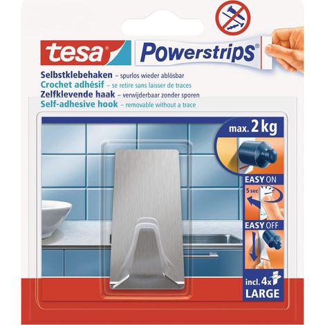 tesa Powerstrips Hook L metal rectangular (1/4)
