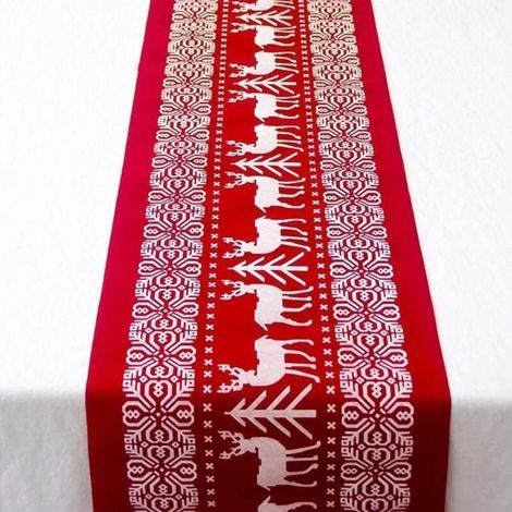Nappe Noël Chemin de Table en Coton et Lin de Noël Décoration de Table Nappe Lavable pour Fête33 x 183CM Nappe Noel (1/5)