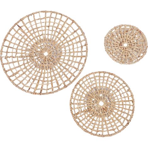 Panier mural déco 50cm 35cm 25cm diamètre design 3D – Fait main rond rotin tissé ornement maison, décoration (1/5)