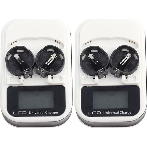 Cargador LCD recargable para pilas de botón de litio LIR2016/LIR2025/LIR2032 – Paquete de 2, pantalla clara y seguridad integrada