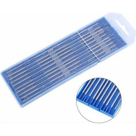 Lot de 10 électrodes de soudage au tungstène. Électrode au lanthane à pointe bleue, diamètres 1,0/1,6/2,4 mm. Électrode de soudage au tungstène de qualité supérieure, contenant 2 % de lanthane (2,4 x (1/4)