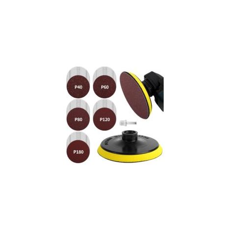 Dischi abrasivi da 125 mm con filettatura M14, 50 pezzi, dischi abrasivi per smerigliatrice angolare, 10 grane 40/60/80/120/180 per levigatura/lucidatura/rimozione ruggine - Crezuo