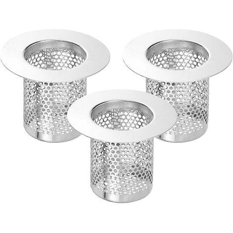 Lot de 2 crépines de douche, 5 x 6,6 cm, en acier inoxydable 304, pour siphon de sol profond, récupérateur de cheveux, idéal pour la cuisine, la salle de bain et le balcon. (1/5)