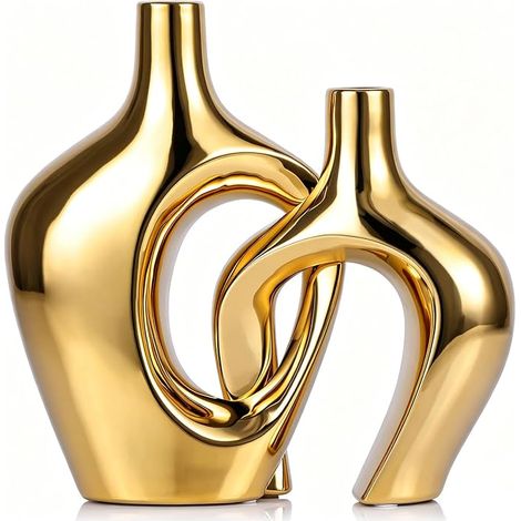 Set di 2 vasi in ceramica bianco e nero, decorazione per camino e mensola in stile country per soggiorno, ingresso, bagno, cucina e ufficio, tavolino da caffè (1/5)