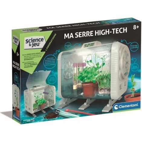 CLEMENTONI - Ma serre high-tech - 3 maniere de faire pousser - Capteurs pour contrôler la luminosité, la température et l'humidité -