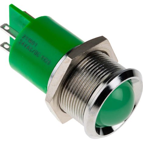Voyant LED lumineux Vert RS PRO, dia. 22mm ( Prix pour 1 )