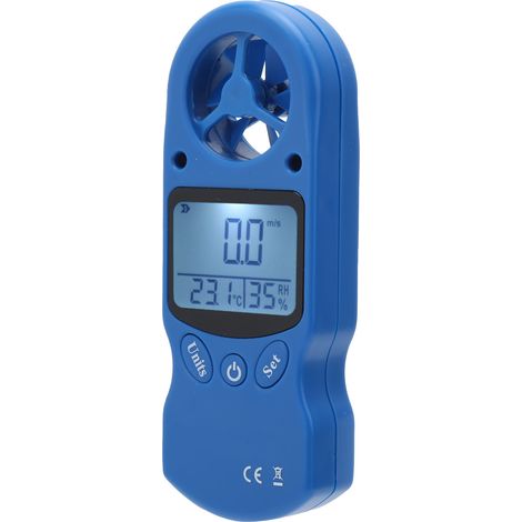 Anémomètre numérique portable de poche, mesure de vitesse du vent 0-30 m/s, thermomètre intégré, jauge de température extérieure, testeur météo compact. (1/5)