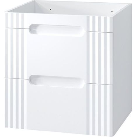 Möbelwaschtisch FIDJI 60 cm – Alpinweiß glänzend – 2 Schubladen – Wand- oder Bodenmontage
