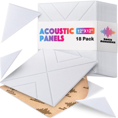 Lot de 12 panneaux insonorisants autocollants, 30 x 30 cm, panneaux muraux insonorisants en polyester haute densité, isolation thermique et ignifuge (1/5)