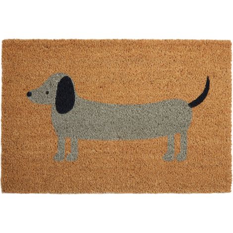 Premier Housewares Grey Daschund Design Door Mat Non Slip Floor Mat Indoor And Outdoor Welcome Mat With Robust Coir For Door Entrances House Entryway Kitchen Outside Porch And More 40 x 2 x 60 (1/4)