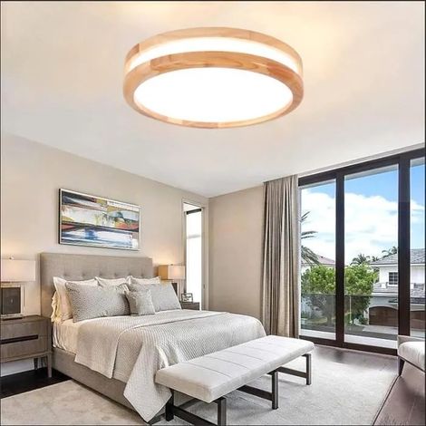 Yowei Plafonnier Industrielle Couloir,LED Lampe Plafonnier Retro en Bois Designe Simple Style Campagne pour Salon Chambre (1/4)