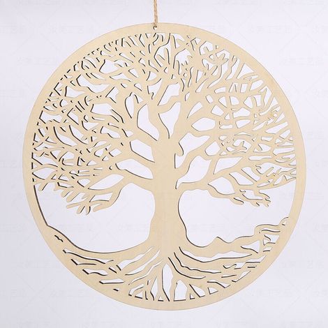 Décoration Murale Arbre Vie en Bois, Sculpture pour la Maison (30 cm) (1/4)