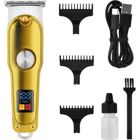 Tondeuse à cheveux électrique légère en or métal, coupe précise, rechargeable 500mAh pour usage domestique (1/5)