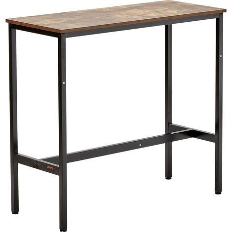 Table de Bar Étroite en Métal,Table Pub Hauteur de Contrebar,Facile à Assembler,39x16x35,5 in pour Salon et Fête,Marron Rustique et Noir (1/5)
