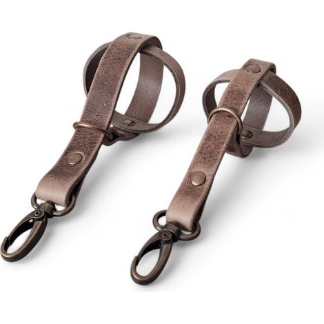 Porte-balle de tennis pour chien en cuir italien upcyclé, attache laisse et ceinture, Stone - PANGIVO