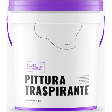 Idropittura traspirante semi lavabile alta copertura opaca finitura bianca formato 2.5 lt - confezione 1