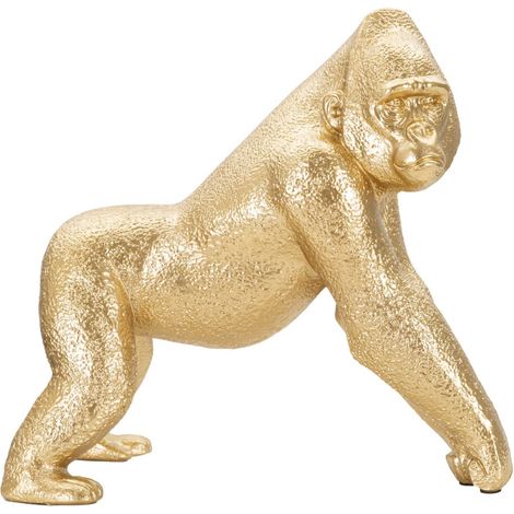 Gorilla decorativo in poliresina colore oro per decorazioni ambienti -Laterale (1/4)