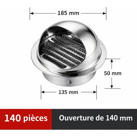 Chapeau de ventilation mural en acier inoxydable 201 brillant épaissi 140 mm 201 140mm réf 5881 – Livraison gratuite