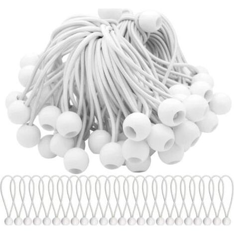 Beijiyi – Lot de 75 tendeurs élastiques 150mm – Longueur d'expansion 300mm – Boules de 2cm pour bâches, tentes et bannières (1/5)