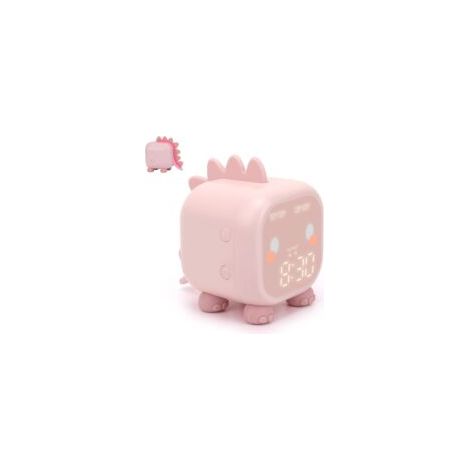 Reloj despertador infantil, reloj despertador digital para guardería, luz despertador con alarma USB (rosa) - Crezuo