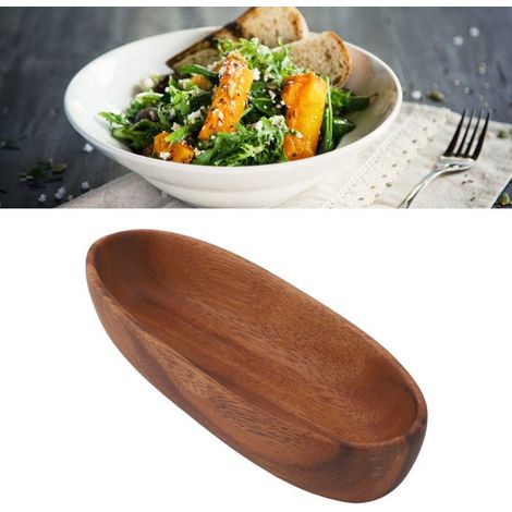 BelleRise - Bols en bois acacia – Forme bateau 22 cm – Salade dessert fruits – Table élégante (1/4)
